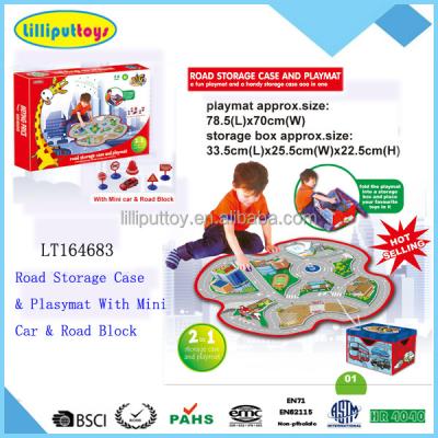 China Educational toy 2 in 1 playmat with car playset and road storage case for sale