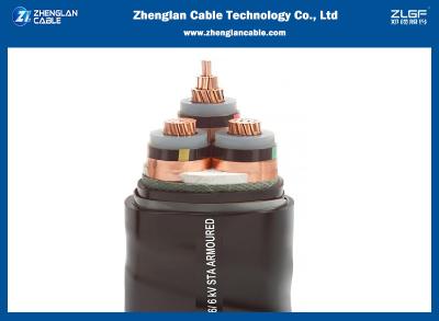 China 3 cable eléctrico medio del alambre de cobre de los cables de transmisión del voltaje de la base CU/XLPE/STA/PVC acorazado en venta