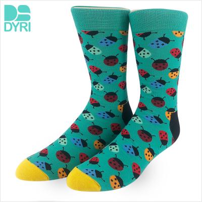 China Wholesale Dropshipping Ladybug Viable Green Happy Socks For Women With Logo Custom Customized Crew for sale