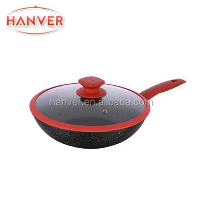 China Durable Forged Stone Marble Coating Aluminum Wok for sale