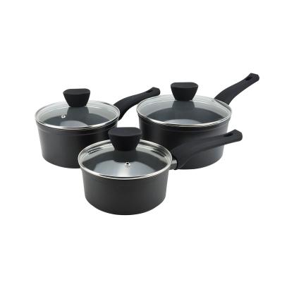 China Large Volume 6Pcs Sustainable Forged Aluminum Sauce Pan Set Cookware Set 16cm 18cm 20cm for sale