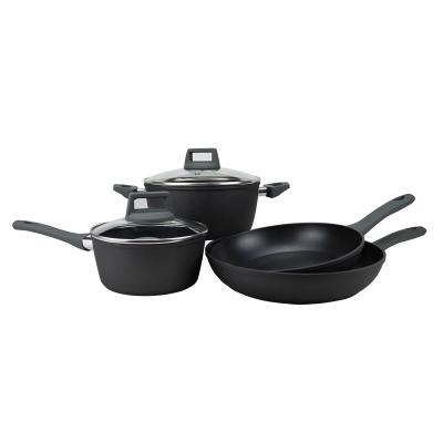 China Sustainable Stylish 6pcs Kitchen Set Type Cookware Sets Induction Cookware Stick Forged Cookware Crueset Non for sale