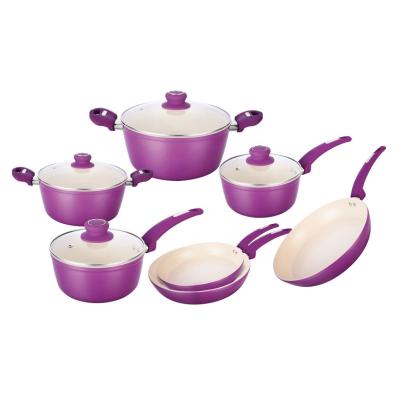 China Sustainable 11Pcs Forged Ceramic Coating Aluminum Cookware Set for sale