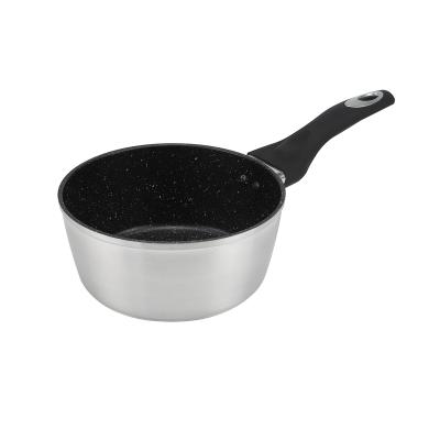 China Durable Aluminum Forged Black Marble Nonstick Noodle Boiling Pans For Kitchen With Polished Exterior for sale