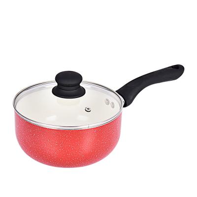 China Viable Pressed Ceramic Sauce Pan Non Stick Cookware Milk Pot Silicone Coating Boiling Handle for sale