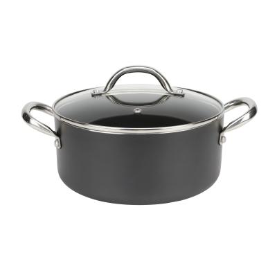 China Sustainable Nonstic Aluminum Pressed Cookware Pot Set Casserole Design Pot With Stainless Steel Handle for sale