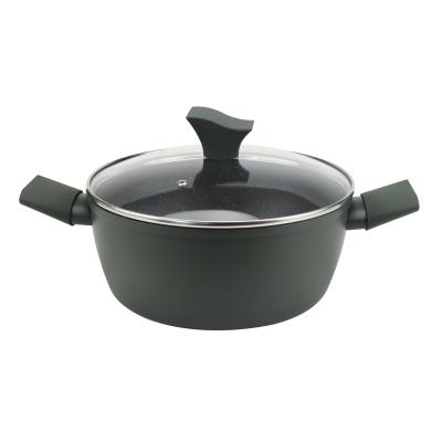 China Durable Thick Edge Marble Aluminum Cookware Stick Casserole Non Cooking Soup Pot With Induction Bottom for sale