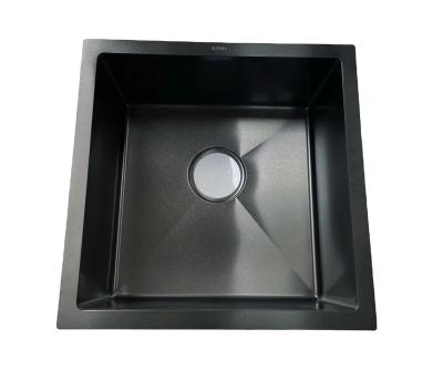 China Without Faucet Hot Ware Custom Size Kitchen Sinks Practical Luxury Nano Black Handmade Stainless Steel for sale