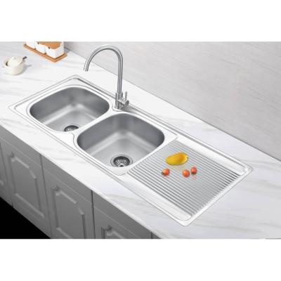 China Without Pressing Bowl Stainless Steel Kitchen Sink Double Tap Laundry Fregaderos De Acero Inoxidable 12050 for sale