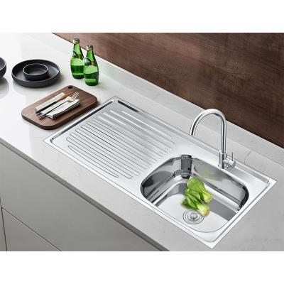 China Without Faucet SA10050A Restaurant Stainless Steel Single Bowl Kitchen Sink With Drainer for sale