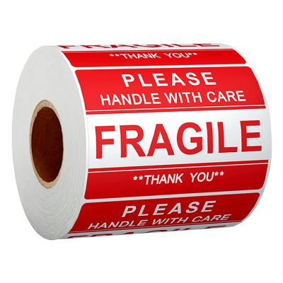 China Waterproof Ready Stock Self Adhesive Shipping Box Fragile Stickers Warning Packaging Labels Fragile Stickers 500labels per Roll for sale