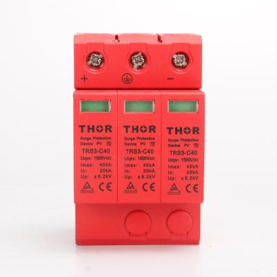 China DC Lightning Protection 3P 40KA 1500v Photovoltaics Surge Protector DC SPD TRS3-C40/3P/1500V for sale