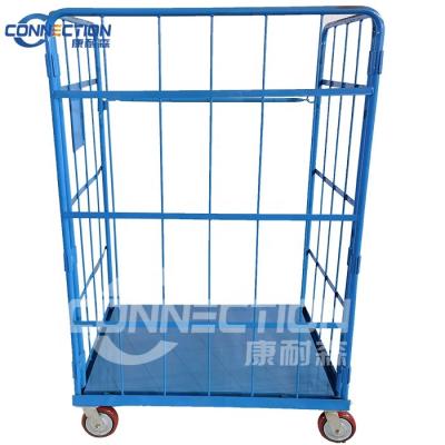 China Stackable Easy Folding Roll Container With Door Roll Cage Trolley for sale