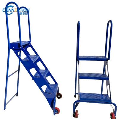 China Tools Folding Ladder With Wheels 4 Step Folding Ladder Rolling Rack for sale