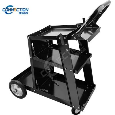 China Heavy Duty Storage Movable 3 Tier Workshop Tool Gas Cylinder Cart Welding Trolley For Transportation for sale