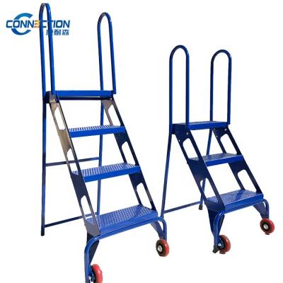 China High Quality Folding Ladders Powder Coated Wheels 2 Step Steel Folding Ladder for sale