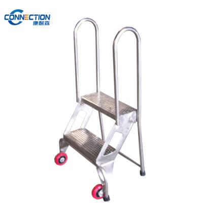 China Folding Ladders OEM And Customized Size Stainless Steel Folding Ladder With Wheels 2 Step for sale