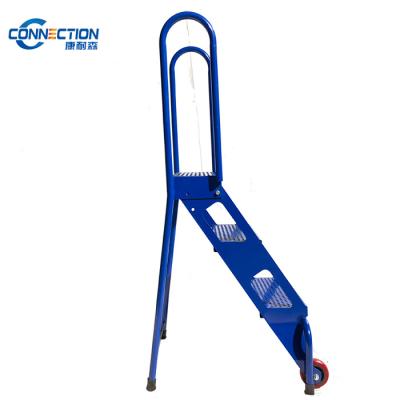 China Folding Ladders Portable Universal Steel Folding Ladder With Wheels 3 Step for sale