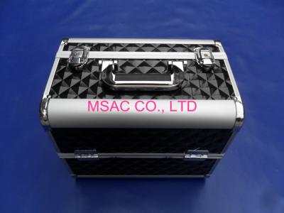 China Caso de aluminio del maquillaje del metal, espacio grande Diamond Pro Makeup Case negro en venta