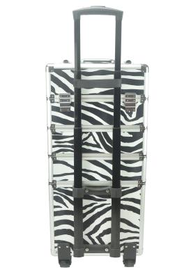 China 4 In 1 Aluminum Makeup Trolley Case In Zebra Color, Zebra Pro Makeup Case for sale