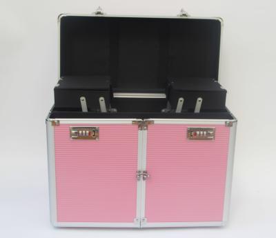 China Pink Aluminum Hairdresser Case Large Aluminum Grooming Cases for sale