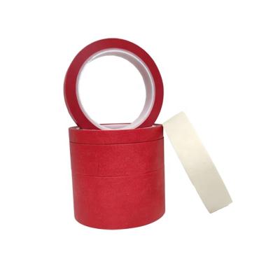 China Self Adhesive silicone Crepe Paper High Temperature Red Masking Tape Automotive Vehicle Spray Painting Tape for sale