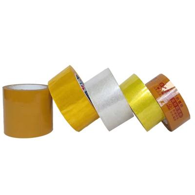 China Strong Adhesive 100m Custom Opp Logo Sealing Clear Packaging Tape Bopp Printed Yellow Brown Box Packing Tape for sale