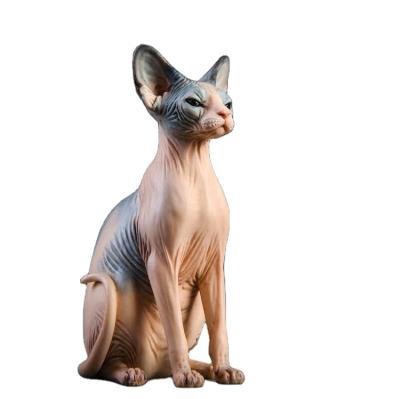 China Resin Animal Outdoor Cat Europe Garden Statue Miniature Realistic Sphynx Cat Sculpture for sale