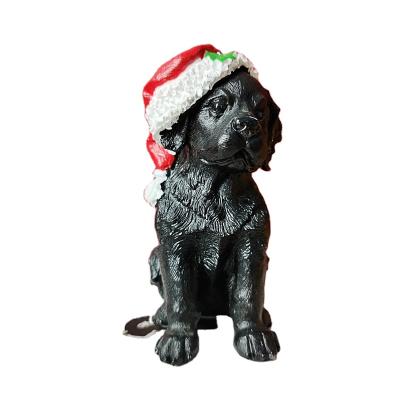 China Animal Christmas Gifts Resin Crafts Dog Christmas Wear Ball Hat Decoration Global Border Children Home Gift for sale