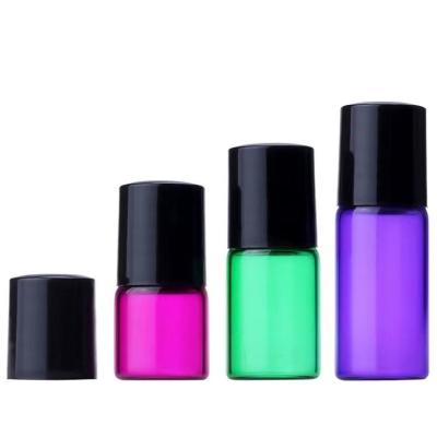 China 1ml 2ml 3ml Purple Rose Cosmetic Green Mini Roll On Glass Bottle For Essential Oil for sale