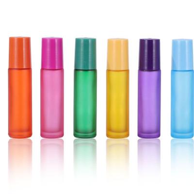 China Matte Cosmetic Wholesale Green Purple Pink Roll On Bottle 10ml With With Colorful Plastic Cap for sale