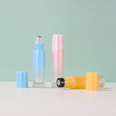 China Cosmetic Wholesale 10ml Colorful Pearl Roll On Glass Bottle for sale