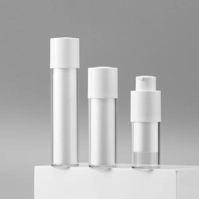 China Can Be Airless DIY 15ml 30ml 50ml White Cosmetic Plastic Pump Bottle Spinning for sale