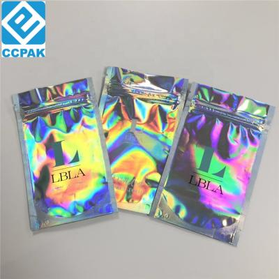 China Custom Small Zipper Window Pocket Hologram Print Plastic Hologram Bags Moisture Proof Transparent Lock Bag for sale