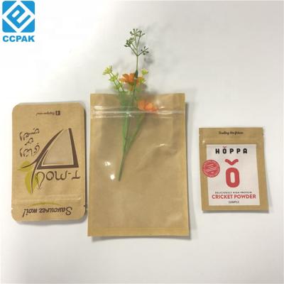 China Three Side Recyclable Sealed Brown Kraft Paper Bags With Transparent Front For Packaging for sale