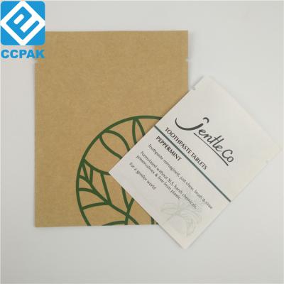 China Eco Friendly Logo Printed Brown Kraft Paper Seal Three Side Moisture Proof Bag For Tea Sample Package Drip Coffee Pouch for sale