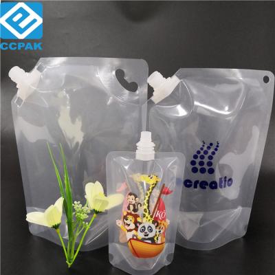 China Biodegradable moisture-proof top spout bag/250ml China spout liquid pouch/clear water stand-up pouch for sale