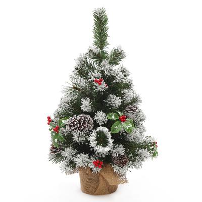 China Exquisite Christmas Small Pine Tree Ornaments Desktop Snow Effect Decorations Mini Christmas Tree for sale