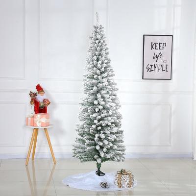 China Thin Snowy Assembled Christmas Tree 8ft White Artificial Wicker Thin Outdoor Miniature Xmas 7tf Xmas Decoration 15ft Tall Sale for sale