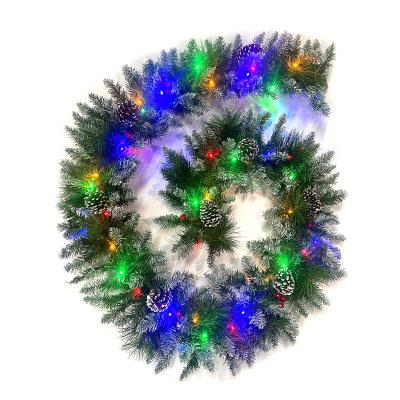 China Chirstmas Decor Christmas Handmade Wreath Garland Simulation Christmas Tree Decoration Wedding Party Celebration Wired Tinselwreath for sale