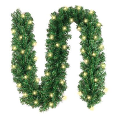 China Chirstmas Decor Tree Berries Garland With Lights 6ft 7ft Ornaments Pe Modern Christmas Garland Assembled Garland Christmas Pre Lit Artificial LED for sale