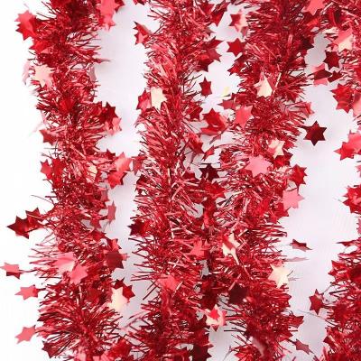 China Decorate 7.5M Star Metallic Tinsel Wired Garland Shinny Colorful Garland Christmas Home Ornaments Wedding Party Decoration for sale