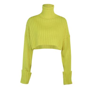 China Anti-wrinkle Autumn Winter New Women Turtle Neck Sweaters Knitted Casual Lady Yellow Pink Crop Sweaters Streetwear Pullovers for sale