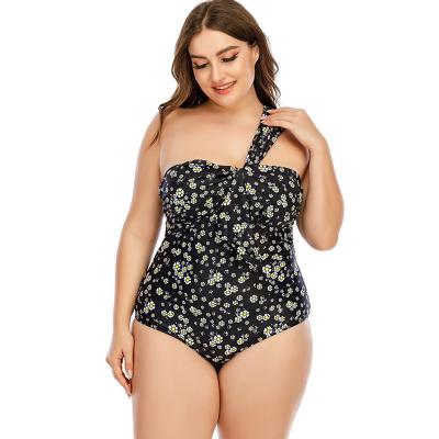 China Hot Selling Plus Size High Waist Women's One Piece Plus Size Swimsuit One Shoulder Fashion Swimwear Breathable Beach Wear for sale