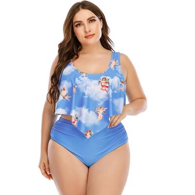 China Custom Logo High Waist Women's Breathable Swimwear Beach Wear Plus Size Conservative Fashion Two Piece Swimsuit for sale