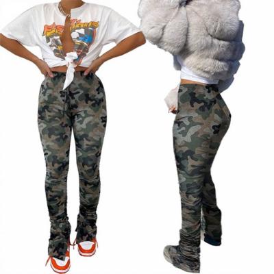 China Dropshipping Anti-wrinkle Camouflage Women's Pants Stacked Women's Pants And Trousers Cargo Pants for sale