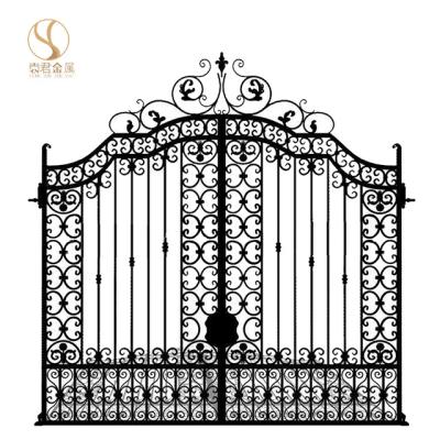 China 2020 latest modern style design wrought iron gate house base track designs for garden for sale