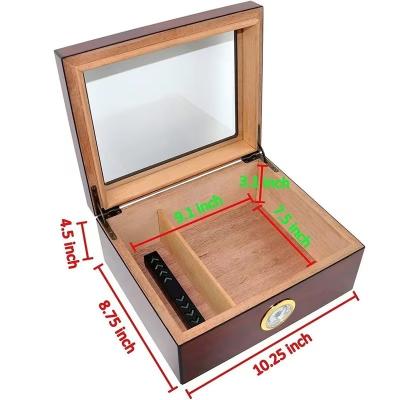 China Light Luxury Transparent Glass Cover Display Cigarette CaseWooden Humidor Compartment Portable Cigar Storage Box Above Cigar Shake for sale