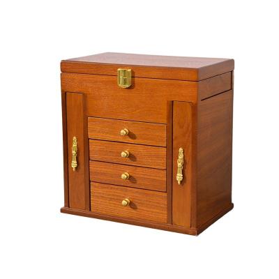 China Multi-Layer Large Capacity Solid Wood Exquisite Jewelry Box Ring Jewelry Storage Box Retro Lightweight Chinese Wooden Storage Box for sale