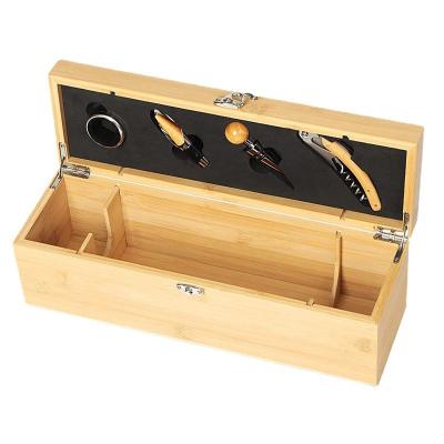 China Cheap Wholesale Decorative Accessories Packaging Premium Red Wine Opener Set Bamboo Wooden Gift Box Luxury For China Wine Bottles for sale